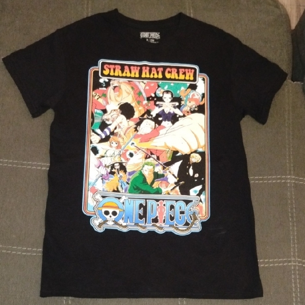 Onepiece Black Straw Hat Crew Tee Men's Size Small